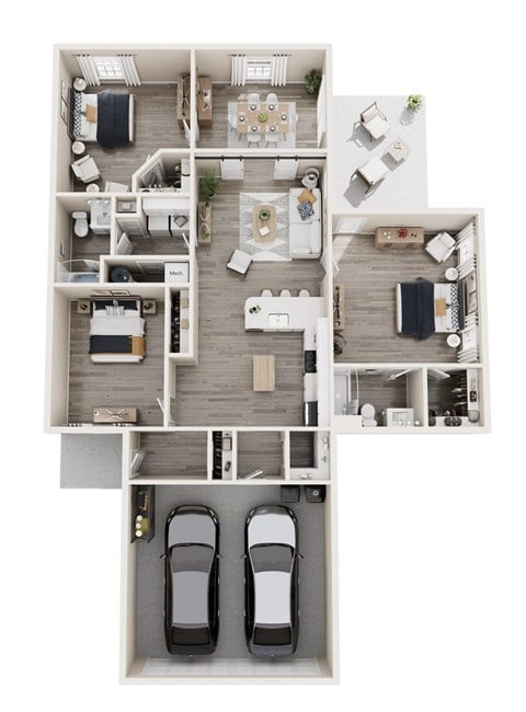 Floor plan for 3 beds, 2 baths, 1753 sqft